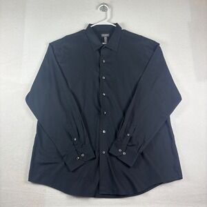 Van Heusen Mens XXL Black Striped Long Sleeve Button Down Dress Shirt 18-18.5